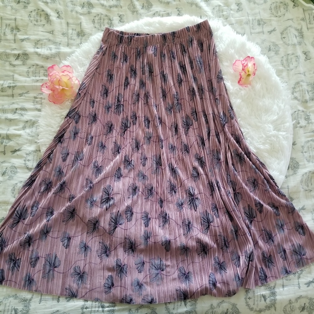 Silence + noise pleated floral skirt